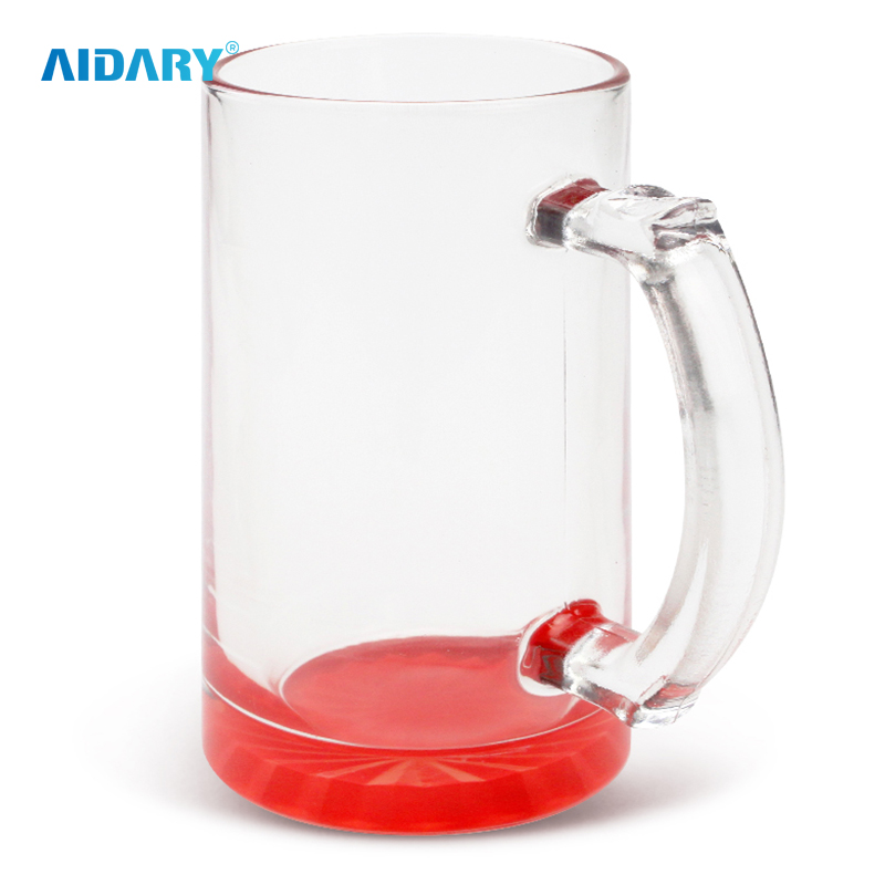 AIDARY Sublimation 16oz Gradient Colorful Clear Glass Mug Sublimation Glass Beer Mug