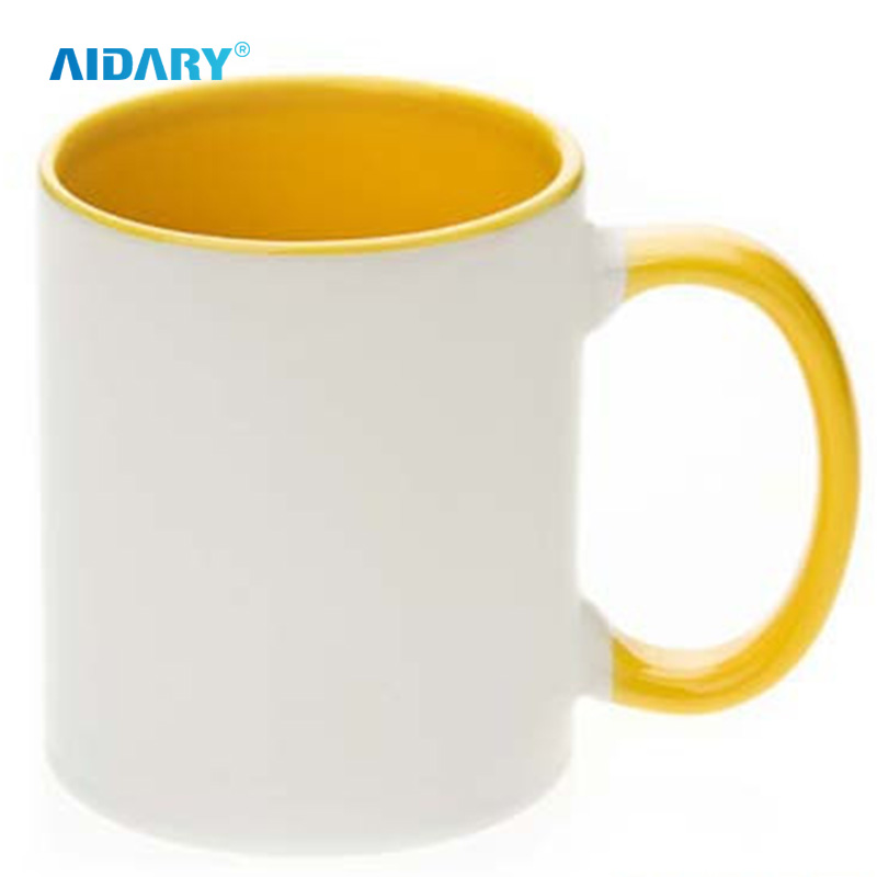 AIDARY Grade AAA Sublimation Two Tones Mug Sublimation Inner And Handle Colorful Mug Sublimation Blank Mug