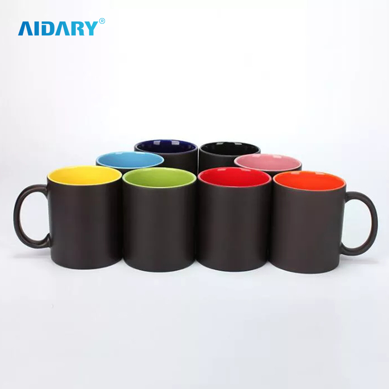 AIDARY Matte Whole Colour Changed Round Handl Inner Colorful Sublimation Ceramic Mug