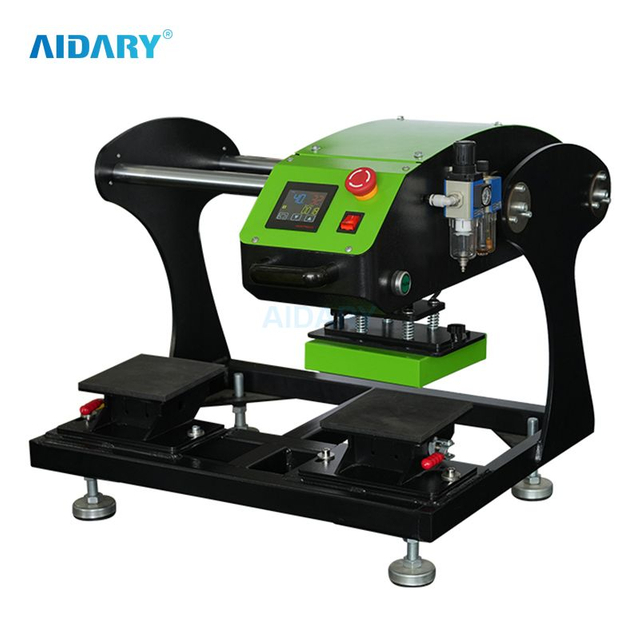 AIDARY 2IN1 Function Bullet Head Design Flat Heat Plate And Cap Heater Interchangeable 15cm X 15cm(6"x6") Pneumatic Double Heat Press AP2415