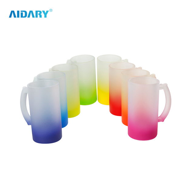 AIDARY Sublimation 16oz Gradient Colorful Sandy Glass Beer Mug