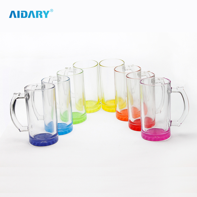 AIDARY Sublimation 16oz Gradient Colorful Clear Glass Mug Sublimation Glass Beer Mug