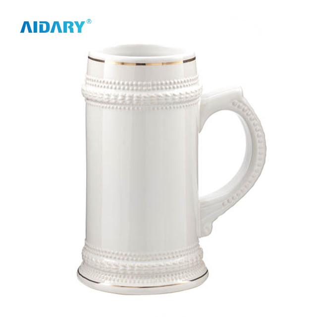 AIDARY 22oz Sublimation Ceramic Golden Side Beer Mug