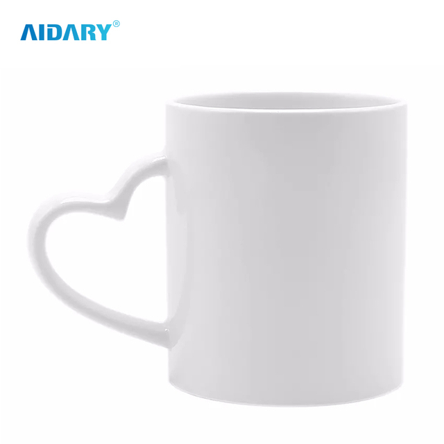 AIDARY Sublimation Blanks 11oz Heart Handle Ceramic Mug