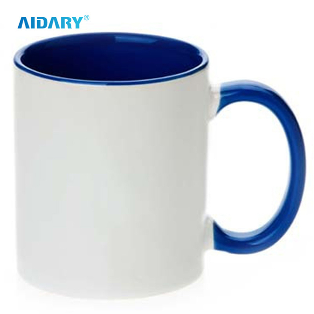 AIDARY 11oz Top Grade AAA Sublimation Inner Handle Colourful Phote Mug Sublimation White Mug