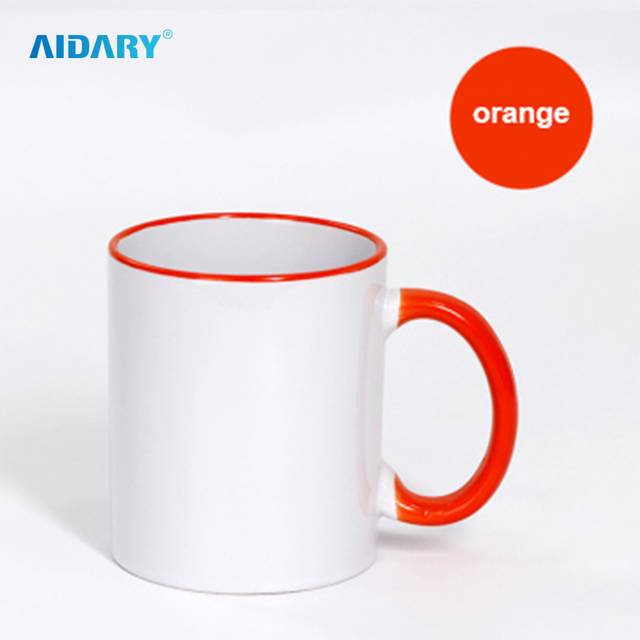 AIDARY 11oz Top Grade Sublimation Side Colourful Mug Rim Colourful Mug