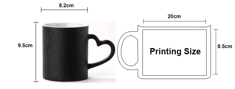 heart handle glitter color change mug size