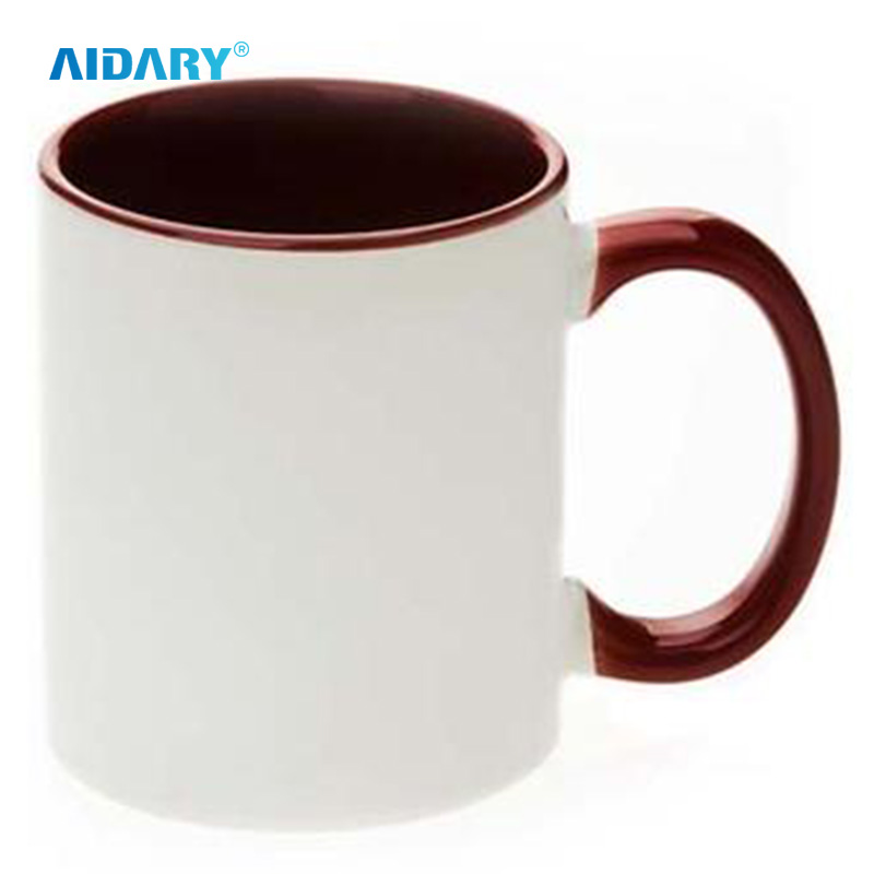 AIDARY 11oz Top Grade AAA Sublimation Inner Handle Colourful Phote Mug Sublimation White Mug