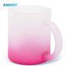 AIDARY Sublimation Blanks 11oz Gradient Colorful Sandy Glass Mug With Handle
