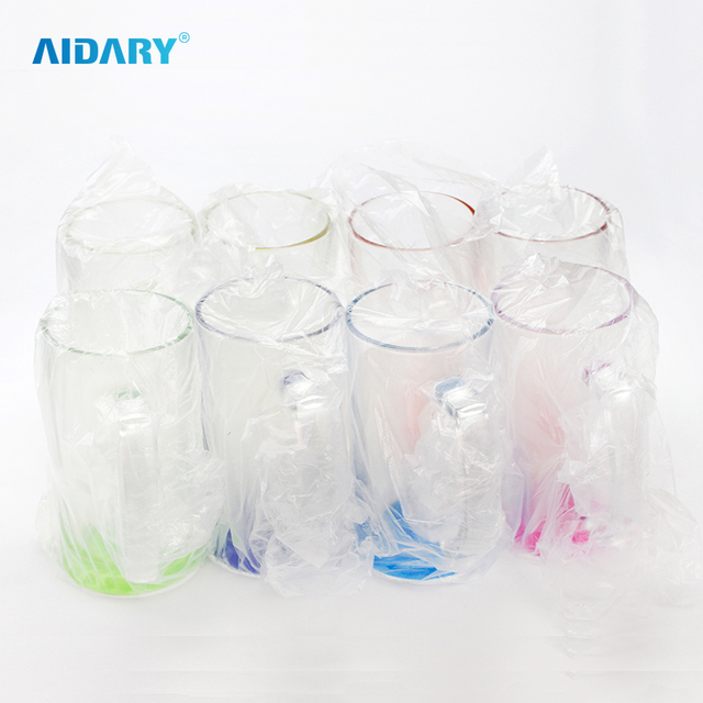AIDARY Sublimation 16oz Gradient Colorful Clear Glass Mug Sublimation Glass Beer Mug