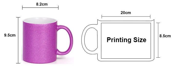 11oz glitter mug Size