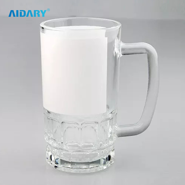 AIDARY Sublimation Glass Beer Mug with White Patch