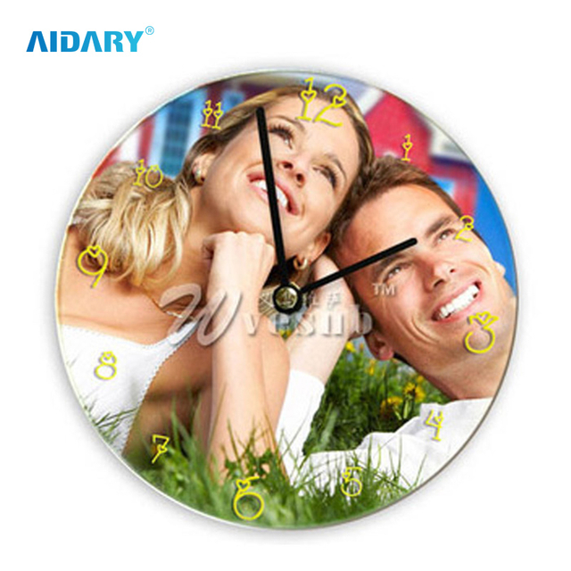 Sublimation 30x30cm Big Size Round Wall Clock Glass Photo Frame