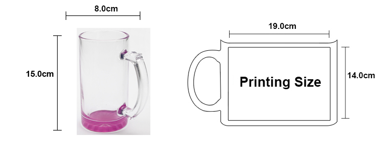 16oz gradient clear glass mug size