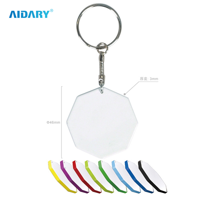 Sublimation 44mm Octagon Plastic Key Ring Sublimation Plastic Keychain