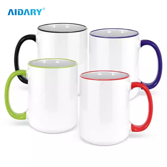 AIDARY High Quatity 15oz Top Grade Rim Colourful Mug