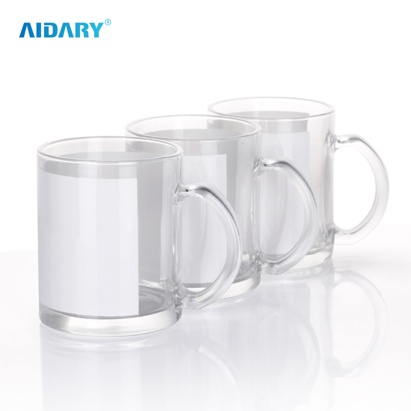 Sublimation Glass Mug with White Patch