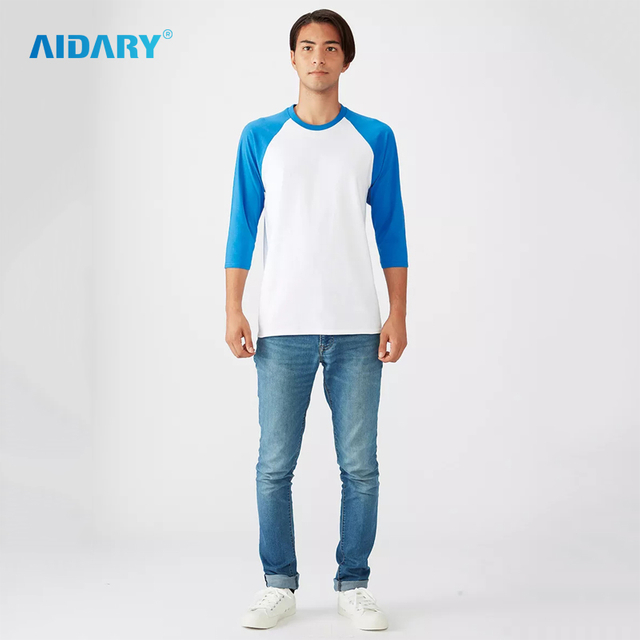AIDARY Gildan 180gsm Cotton Color Three Quarter Sleeve T-shirt