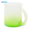 AIDARY Sublimation Blanks 11oz Gradient Colorful Sandy Glass Mug With Handle