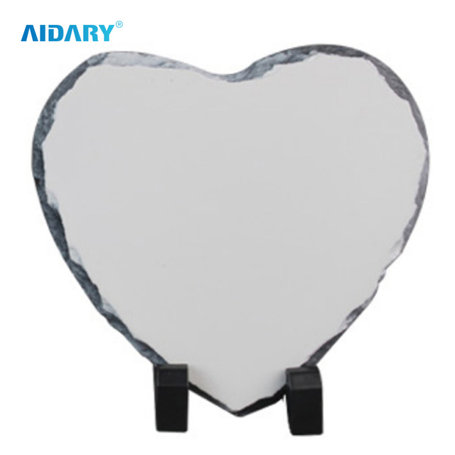 USA Warehouse Free Shipping Sublimation Heart Slate Photo Blank Heat Press Rock Plaque Stone