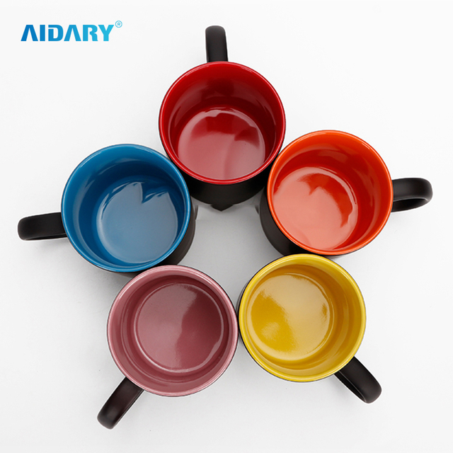 AIDARY Matte Whole Colour Changed Round Handl Inner Colorful Sublimation Ceramic Mug