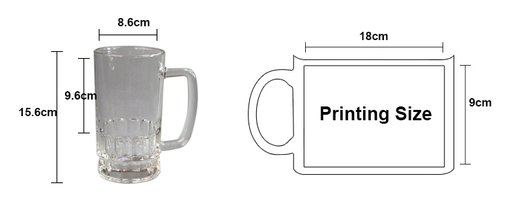 22oz transparent glass beer mug size