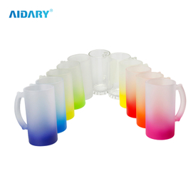 AIDARY Sublimation 16oz Gradient Colorful Sandy Glass Beer Mug