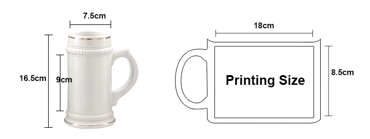 22oz ceramic golden side beer mug size