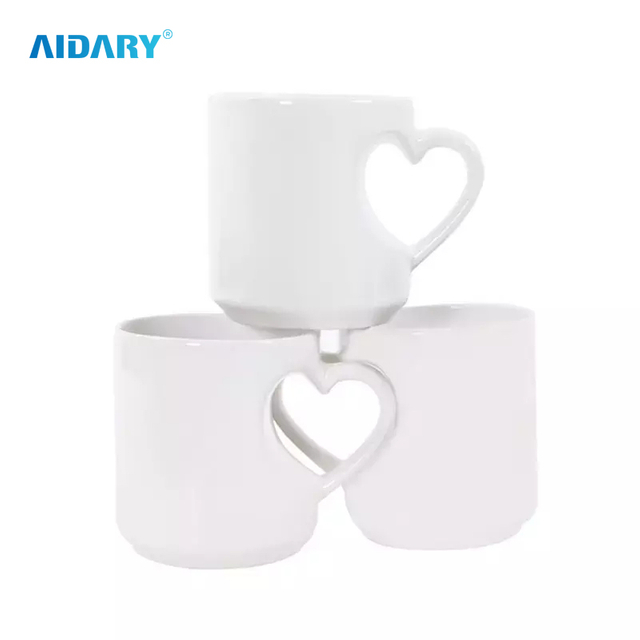 AIDARY Sublimation Blanks Heart Handle Mug Sublimation Blank Mug with Heart Handle