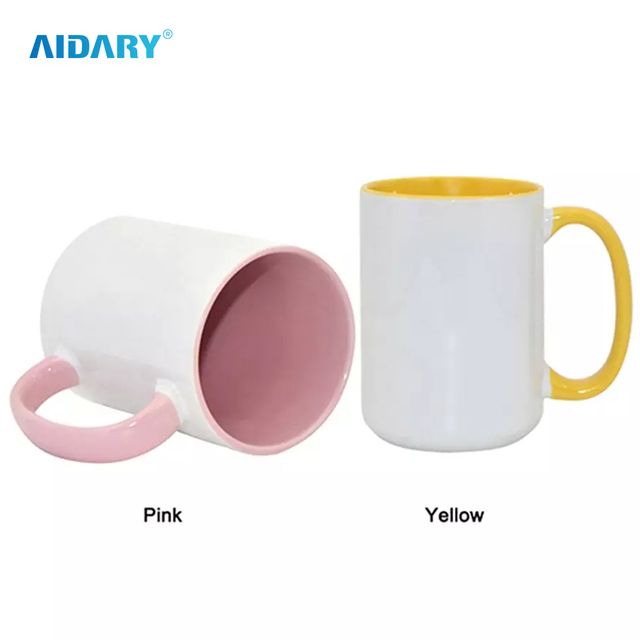 AIDARY 15oz Top Grade Inner And Handle Colourful Sublimation Coating Mug Sublimation Cup